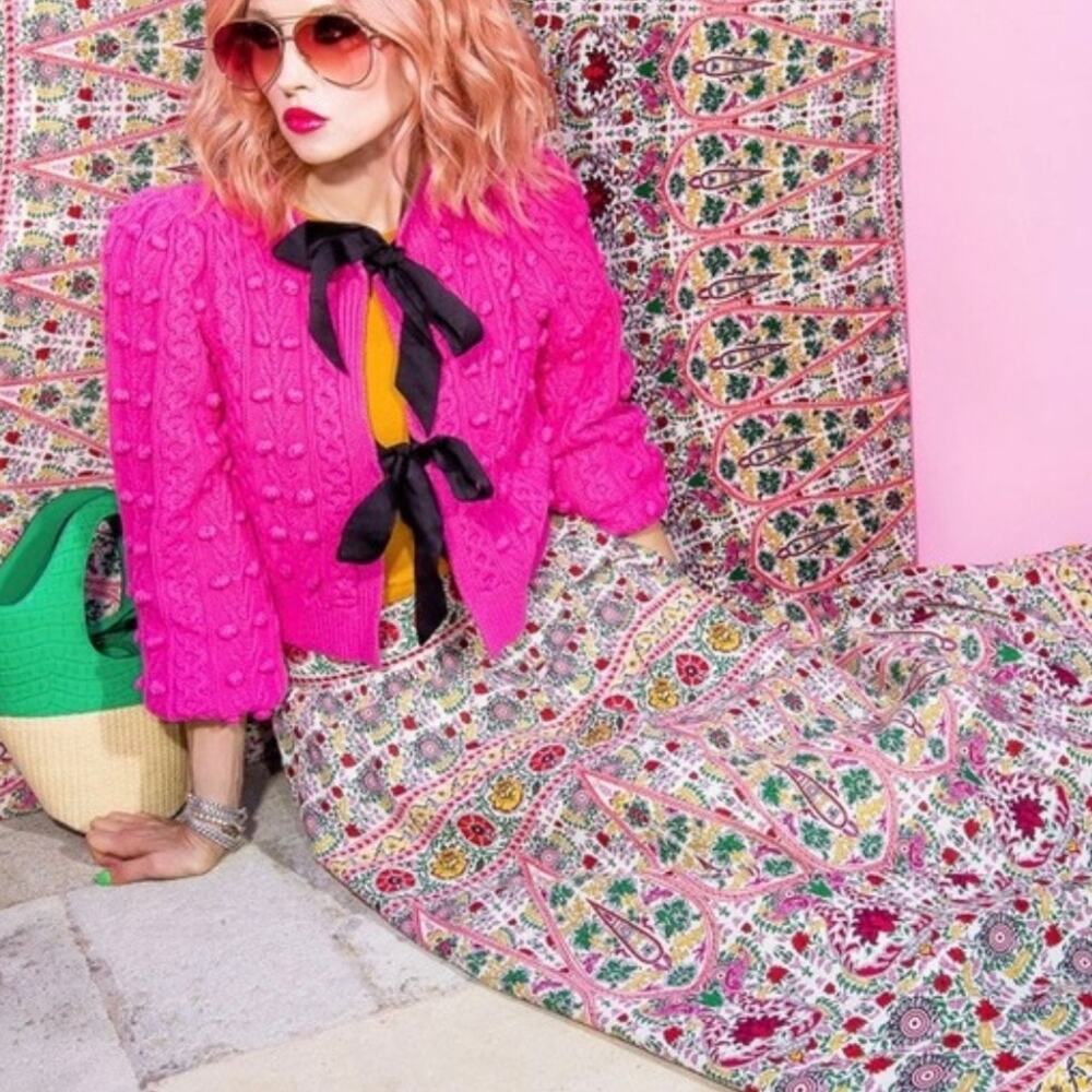 Alice + Olivia Earla Embroidered Midi Skirt - Mixed Pattern - Multicolor - Sz 6